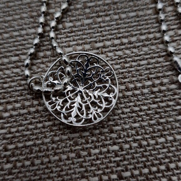 18 Inch Sterling Silver Filigree Style Pendant Chain Necklace A1804 - Picture 4 of 7